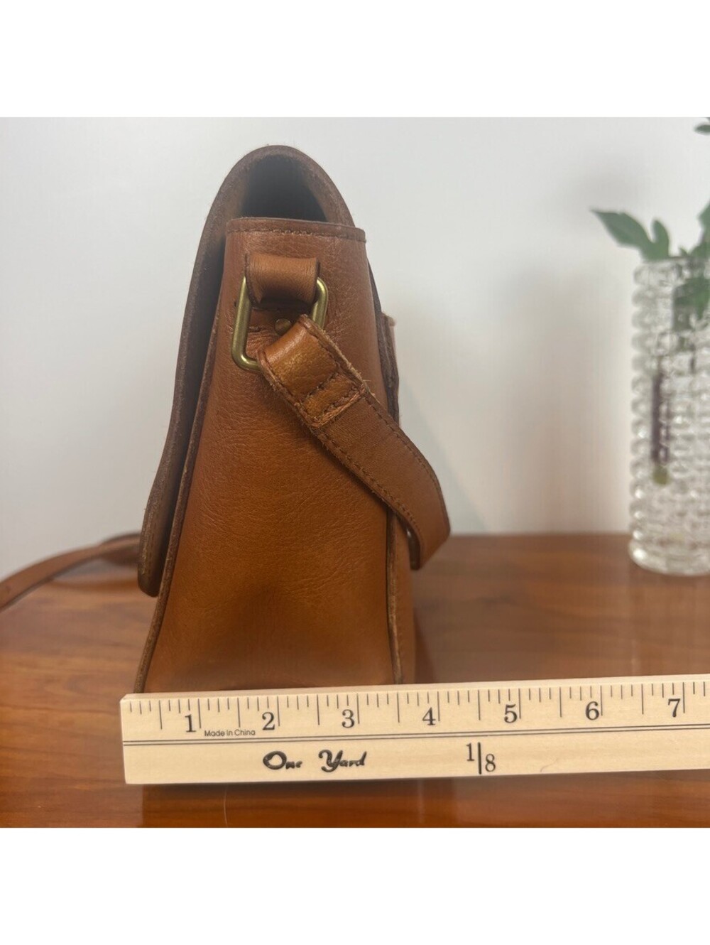 Madewell Vintage Brown Leather Crossbody Bag Brass Clasp Shoulder Purse - Picture 12 of 12